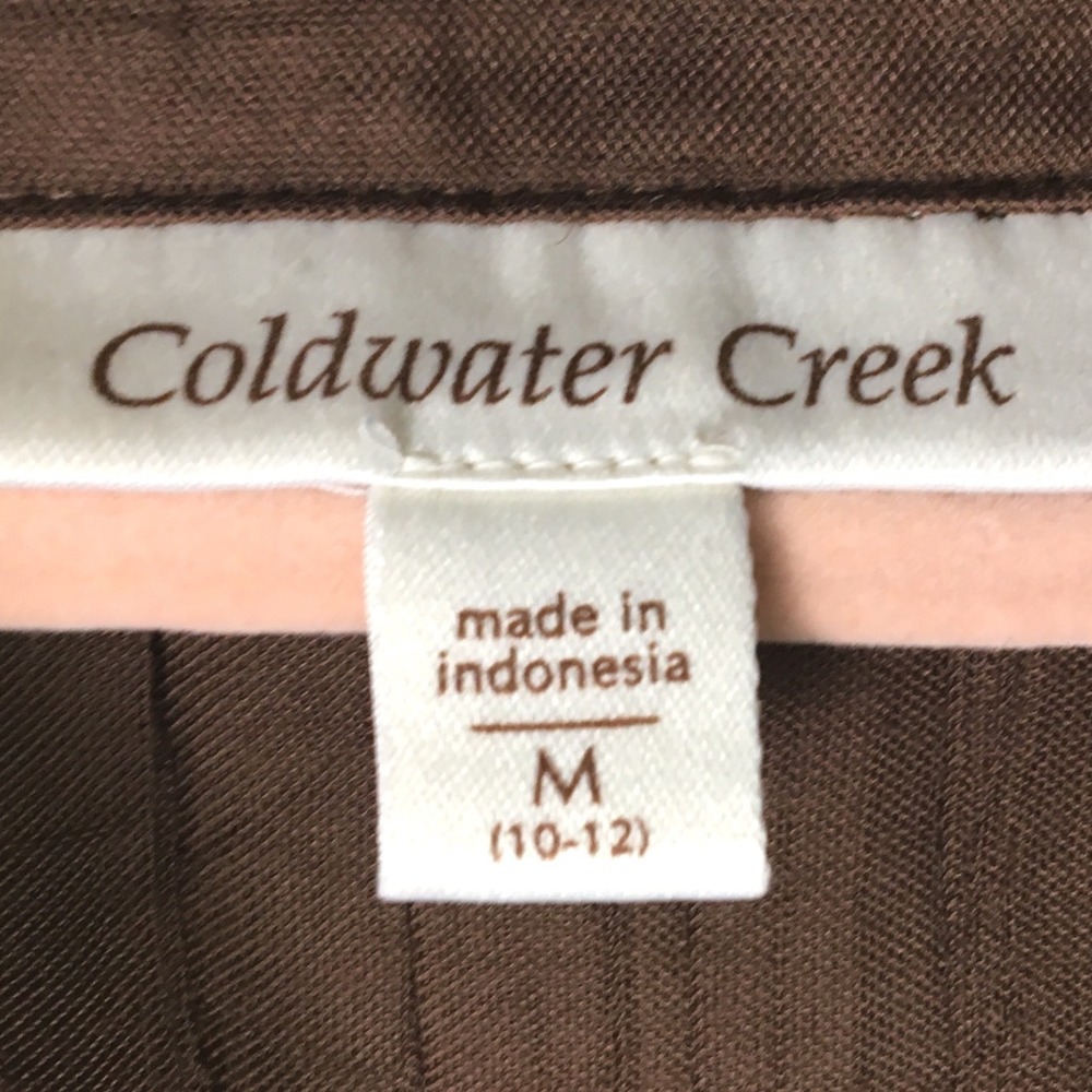 Coldwater Creek Pintuck Short Sleeve Button Up Shirt M Brown - Picture 4 of 6
